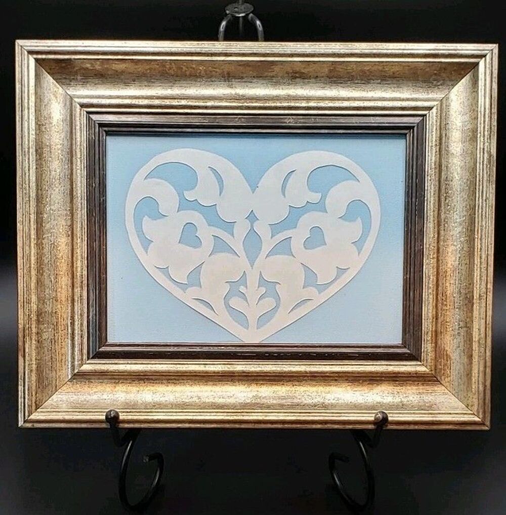 Vintage 1985 Scherenschnitte Paper Cutting  Folk Art Framed